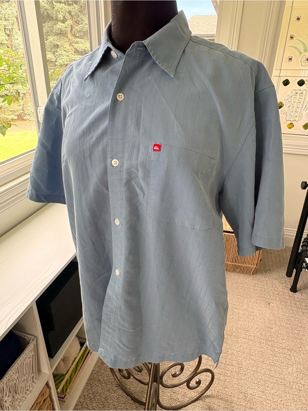 Quiksilver Pale Blue Short Sleeve Button-Down Shirt